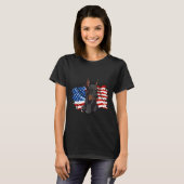 De Amerikaanse vlag met een rode patriottische dob T-shirt (Voorkant volledig)
