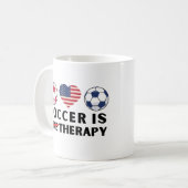 De Amerikaanse vlag Soccer is een soort therapie Koffiemok (Voorkant links)