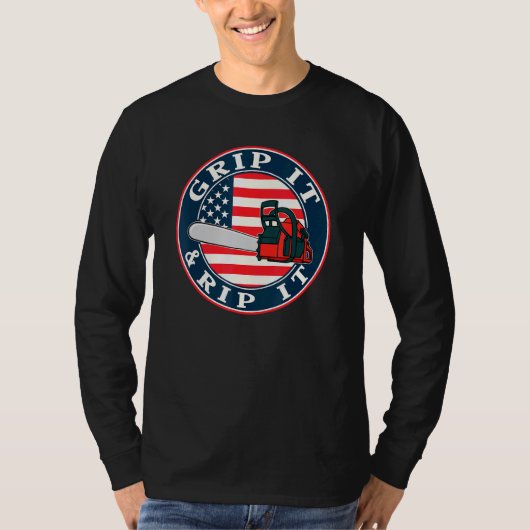 De Amerikaanse vlag van Chainsee grijpt hem en rij T-shirt (Voorkant)