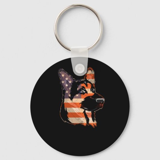 De Amerikaanse vlag van de Duitse herder van 4 jul Sleutelhanger (Voorkant)