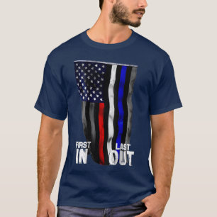 De Amerikaanse vlag van de politie brandt EMS Firs T-shirt
