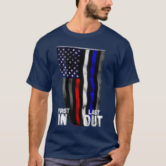 De Amerikaanse vlag van de politie vuurt EMS eerst T-shirt