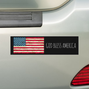 De Amerikaanse vlag van de Verenigde Staten met ee Bumpersticker