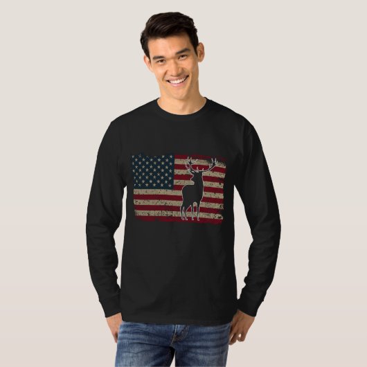 De Amerikaanse vlag van de VS van de sterkste jach T-shirt (Voorkant volledig)