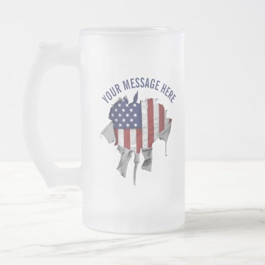 De Amerikaanse vlag van Shredded, Ripped and Torn  Matglas Bierpul (Links)