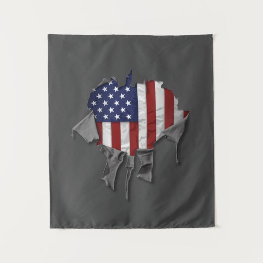 De Amerikaanse vlag van Shredded, Ripped en Torn A Wandkleed (Voorkant)
