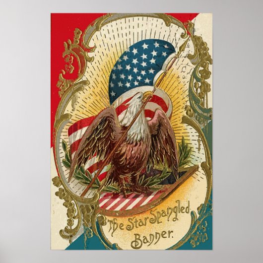 De Amerikaanse vlag van Star Spangled Banner Eagle Poster (Voorkant)