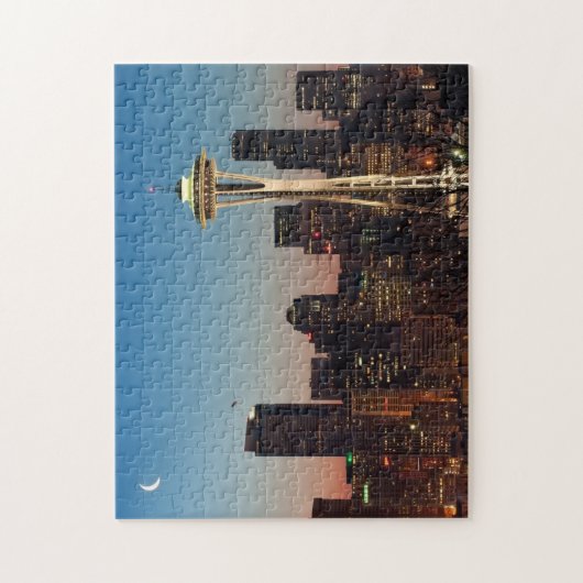 De Amerikaanse vlag vliegt tussen de stijgende maa Legpuzzel (Verticaal)