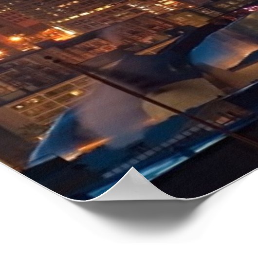 De Amerikaanse vlag vliegt tussen de stijgende maa Poster (Hoek)