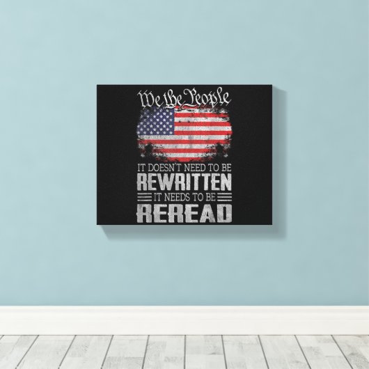 De Amerikaanse vlaggestaat moet worden herzien Canvas Afdruk (Insitu (Houten vloer))