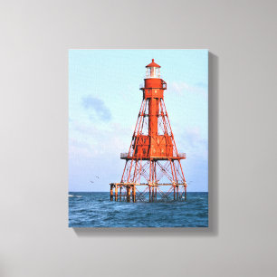 De Amerikaanse Vuurtoren van de Ondiepte, de Druk Canvas Afdruk