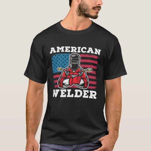 De Amerikaanse Welder Vlag van Usa Metal Worker T-shirt (Voorkant)