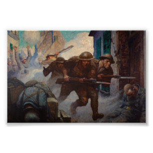De Amerikanen in Chateau-Thierry door N.C. Wyeth Foto Afdruk