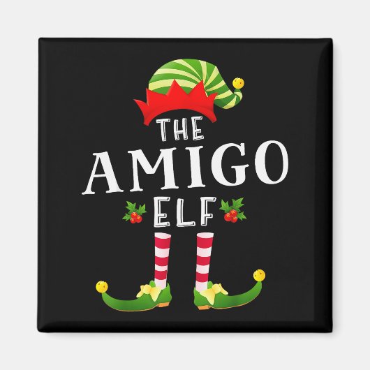 De Amigo Elf Kerstmatchende Pyjama Magneet (Voorkant)