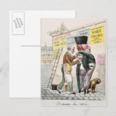 De Amusement of a Bill Sticker, 1820 Briefkaart (Voorkant / Achterkant)
