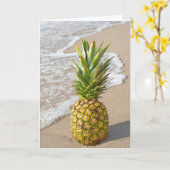 De ananas van het hallo op strand voor vriend kaart (Gele Bloem)