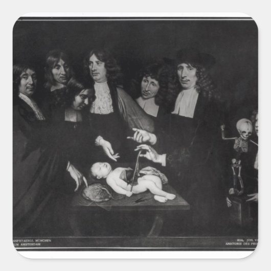 De anatomie-les van professor Frederik Vierkante Sticker (Voorkant)