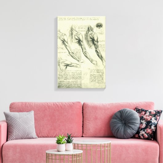 De anatomie van de arm en schouder van Leonardo da Canvas Afdruk (Insitu (Woonkamer))