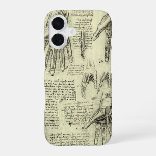 De anatomie van de menselijke hand van Leonardo da iPhone 16 Hoesje