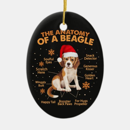 de anatomie van een beagle cirkelvormig siervoorwe keramisch ornament (Voorkant)