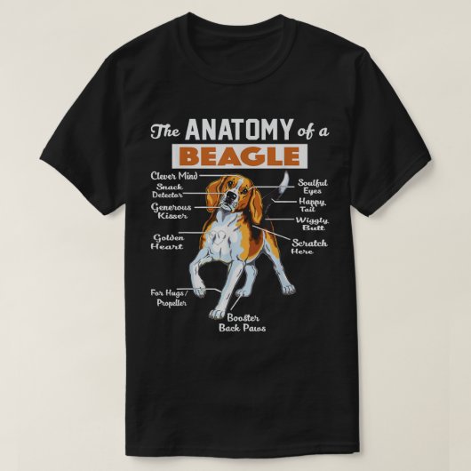 De anatomie van een beagle t-shirt (Design voorkant)