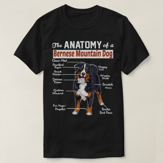 De anatomie van een Bernese Mountain Dog T-shirt (Design voorkant)