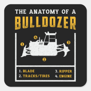 De anatomie van een bouwwerker van een bulldozer vierkante sticker