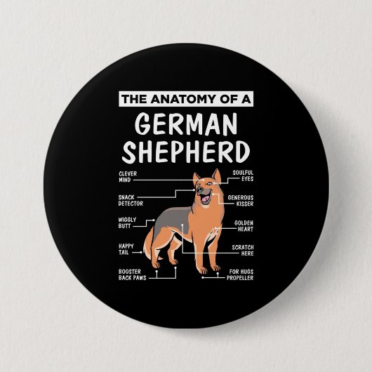De anatomie van een Duitse herder Ronde Button 7,6 Cm (Voorkant)