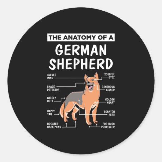 De anatomie van een Duitse herder Ronde Sticker (Voorkant)