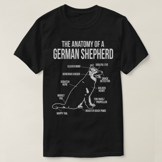De anatomie van een Duitse schapenpremie voor Hond T-shirt (Design voorkant)