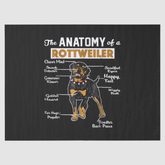 De anatomie van een rottweiler | Koel Hondenliefhe Tissuepapier (Voorkant)