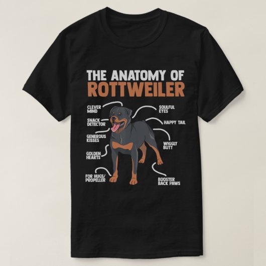 De anatomie van een rottweiler voor om het even we t-shirt (Design voorkant)