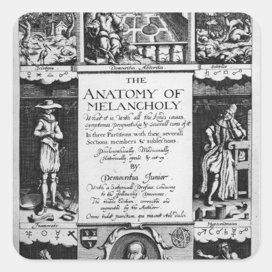 De anatomie van Melancholy Vierkante Sticker (Voorkant)