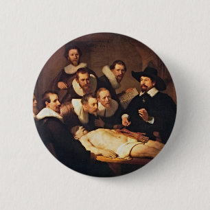 De anatomieplaats door Rembrandt Ronde Button 5,7 Cm
