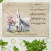 De Angelus Gebed Damask Keukenhanddoek (Gevouwen)