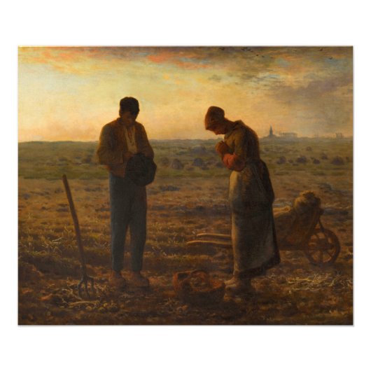 De Angelus van Jean-Francois Millet Foto Afdruk (Voorkant)