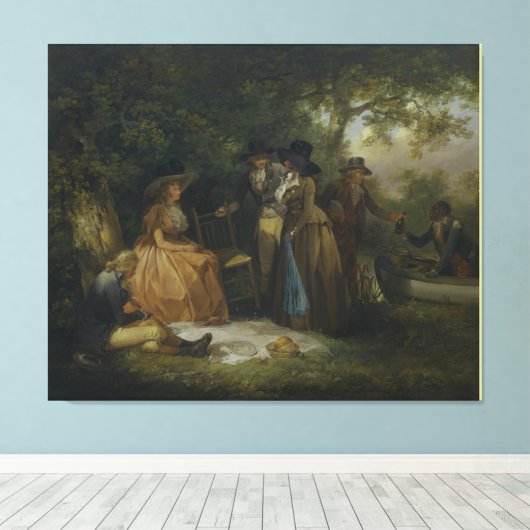 De Anglers Repast door George Morland Canvas Afdruk (Insitu (Houten vloer))