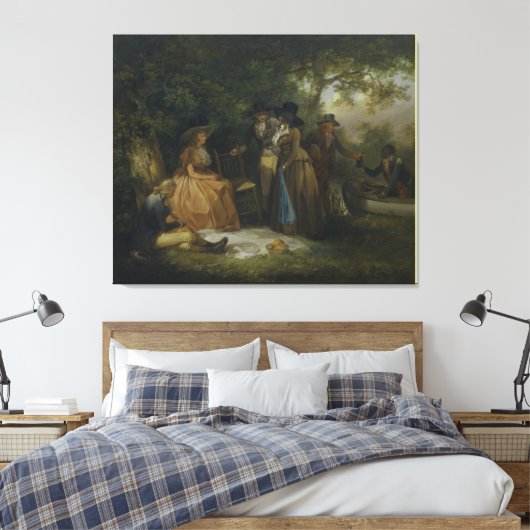 De Anglers Repast door George Morland Canvas Afdruk (Insitu (Slaapkamer))