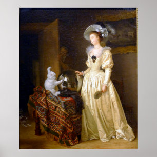 De angorakat - Fragonard dierenportret Poster