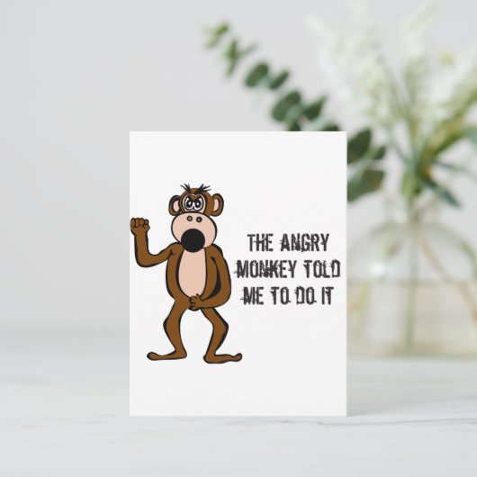 De Angry Monkey vertelde me dat ik het moest doen Briefkaart (Staand voorkant)