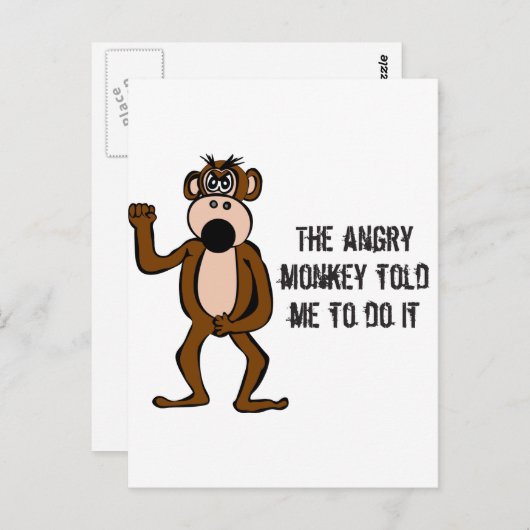 De Angry Monkey vertelde me dat ik het moest doen Briefkaart (Voorkant / Achterkant)