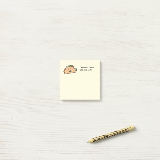 De Angry Taco met Volledige Naam en Telefoon Post-it® Notes (Op bureau)