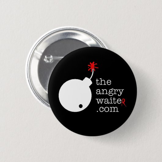 De Angry Waiter Button - Black (Voorkant /achterkant)