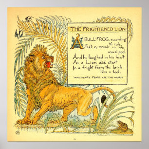 De angstige leeuw Walter Crane publiek domein, Poster