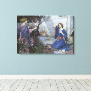 De annunciatie door John William Waterhouse Canvas Afdruk