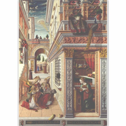 De Annunciatie, met Sint Emidius Sticker (Voorkant)