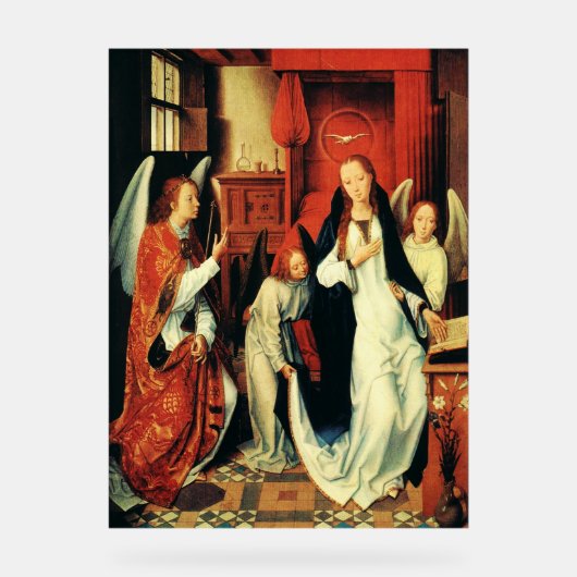 De Annunciatie van de Maagd Maria door Hans Memlin Acryl Bord (Voorkant)