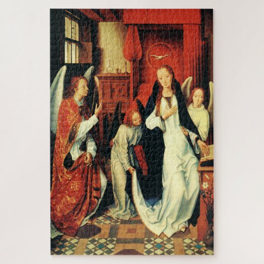 De Annunciatie van de Maagd Maria door Hans Memlin Legpuzzel (Verticaal)