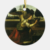 De annunciatie van Leonardo da Vinci Keramisch Ornament (Voorkant)