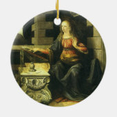 De annunciatie van Leonardo da Vinci Keramisch Ornament (Achterkant)